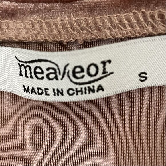 Meaneor Womens Top Size Small V-Neck Cross Faux Wrap Ruched Waist Long Sleeves - Picture 6 of 7